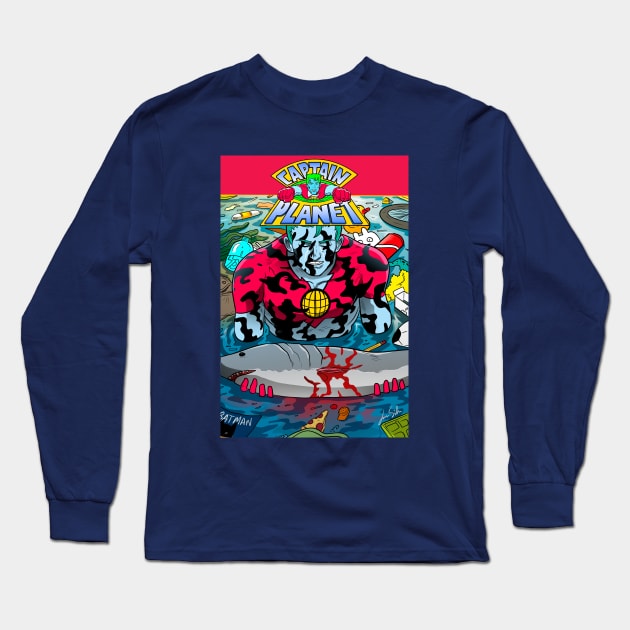 CAPTAIN PLANET SHARK Long Sleeve T-Shirt by GOUP